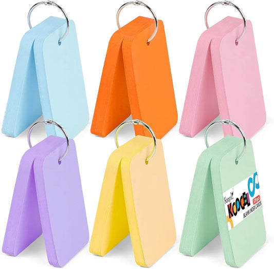 Koogel 570PCS Colored Index Cards, Blank Index Cards 6 Colors Study Cards Notecards Flash Cards for School Learning Memory Recipe Cards