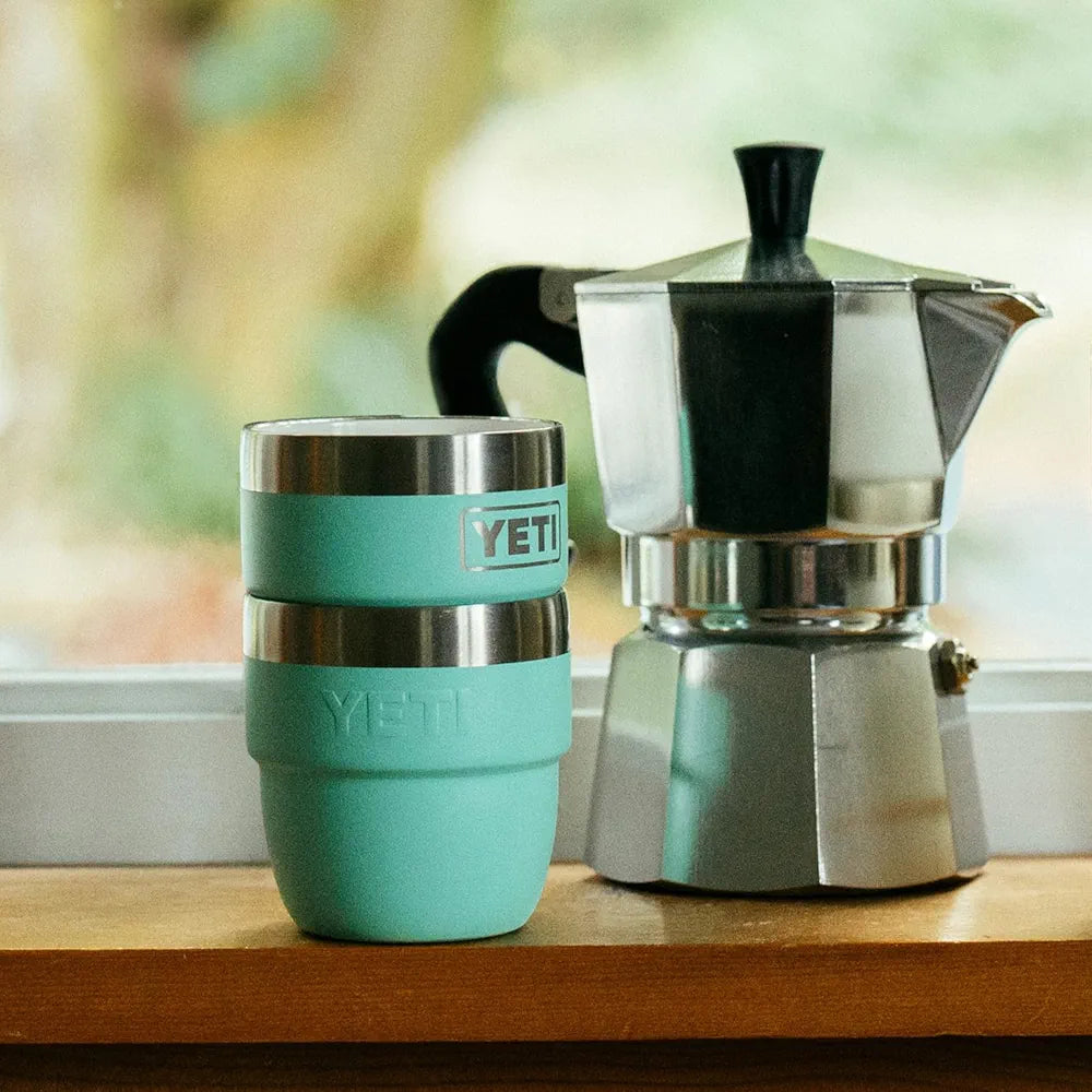 YETI Rambler 4 oz Stackable Cup, Stainless Steel, Vacuum Insulated Espresso/Coffee Cup, 2 Pack, Agave Teal