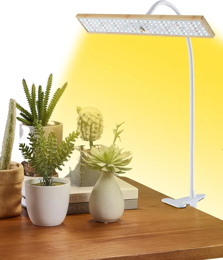Grow Lights for Indoor Plants Full Spectrum, Eco-Friendly Bamboo Design, Height Adjustable, Automatic Timer with 8/12/16H,Ideal for Plant Lights for Indoor Growing  