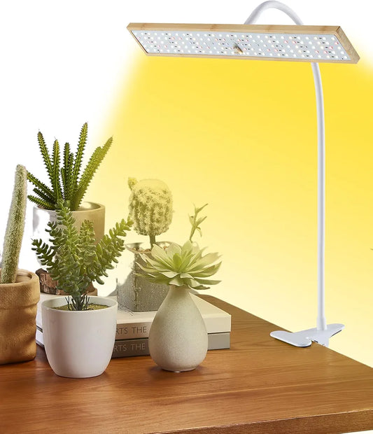 Grow Lights for Indoor Plants Full Spectrum, Eco-Friendly Bamboo Design, Height Adjustable, Automatic Timer with 8/12/16H,Ideal for Plant Lights for Indoor Growing  