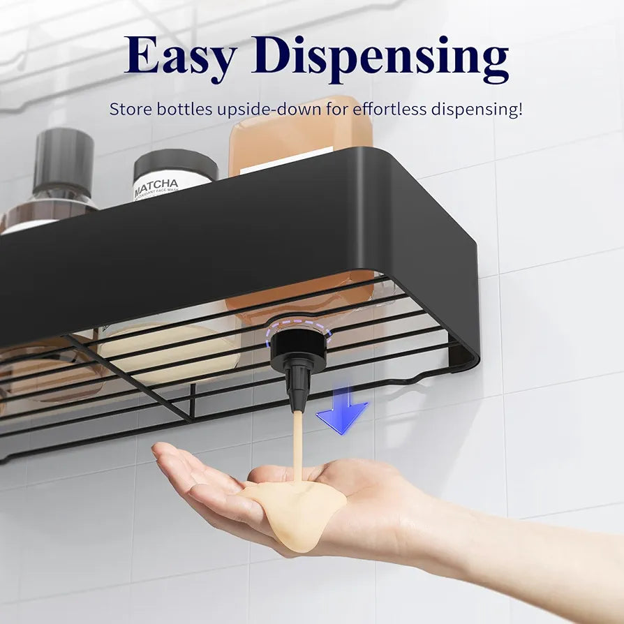 Kitsure Large Shower Caddy - 2 Pack Adhesive Shower Organizer, Drill-Free Shower Shelves for Inside Shower, Rustproof Stainless Steel Shower Rack for Bathroom, Black