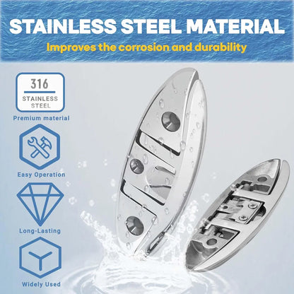 Boat Cleats 5 Inch 6 Inch 316 Stainless Steel Boat Folding Cleats, 2 Pcs Marine Dock Cleats for Boat and Kayak,Marine Flip Up Dock Cleats with Fastener, Boat Accessories