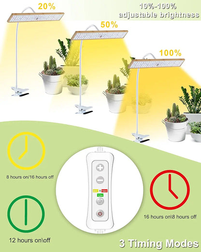 Grow Lights for Indoor Plants Full Spectrum, Eco-Friendly Bamboo Design, Height Adjustable, Automatic Timer with 8/12/16H,Ideal for Plant Lights for Indoor Growing  
