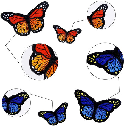 AUGSUN 40pcs Butterfly Iron on Patches - Vibrant 2-Size Embroidered Sew Applique Repair Patches for DIY Fashion