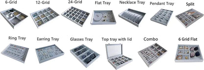 Svea Display Gryy Velvet Stackable Organizer Premium Quality Tray Drawer Inserts Divider Multi Functional Storage Closet Hallway Vanity