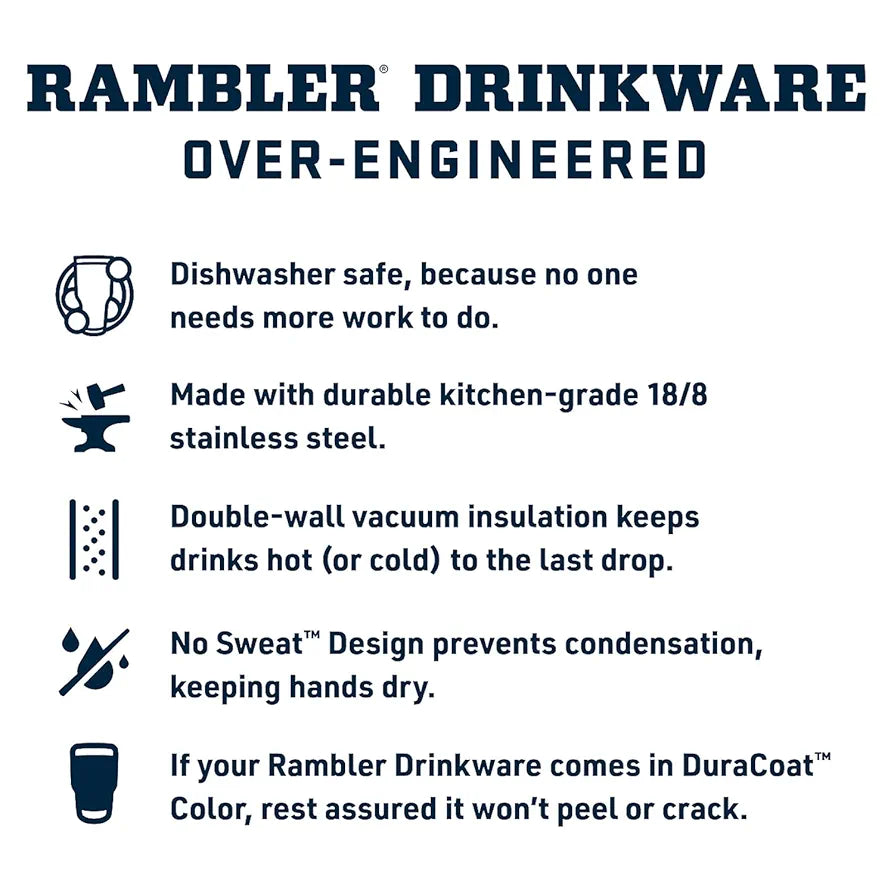 YETI Rambler 25 oz Tumbler with Handle & Straw Lid | Premium Insulated Travel Mug | Rescue Red | Keep Drinks Cold All Day