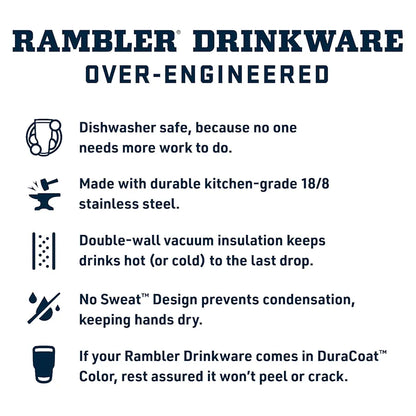 YETI Rambler 25 oz Tumbler with Handle & Straw Lid | Premium Insulated Travel Mug | Rescue Red | Keep Drinks Cold All Day