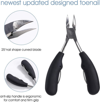 Oneleaf Toenail Clipper Set For Thick and Ingrown Toenails with Toenail Cleaner/Lifter - Premium Professional Stainless Steel Pedicure Tools for Foot Nail Treatment
