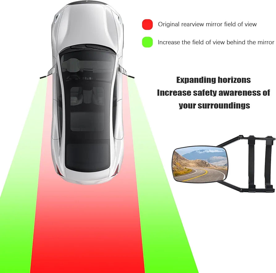 2PCS Clamp Tow Mirrors with Securely Fastened,HD&Adjustable Towing Mirrors for Expanded Visibility,Universal Mirror Extenders for Towing Car Accessories Fit Truck,Hitch Towing