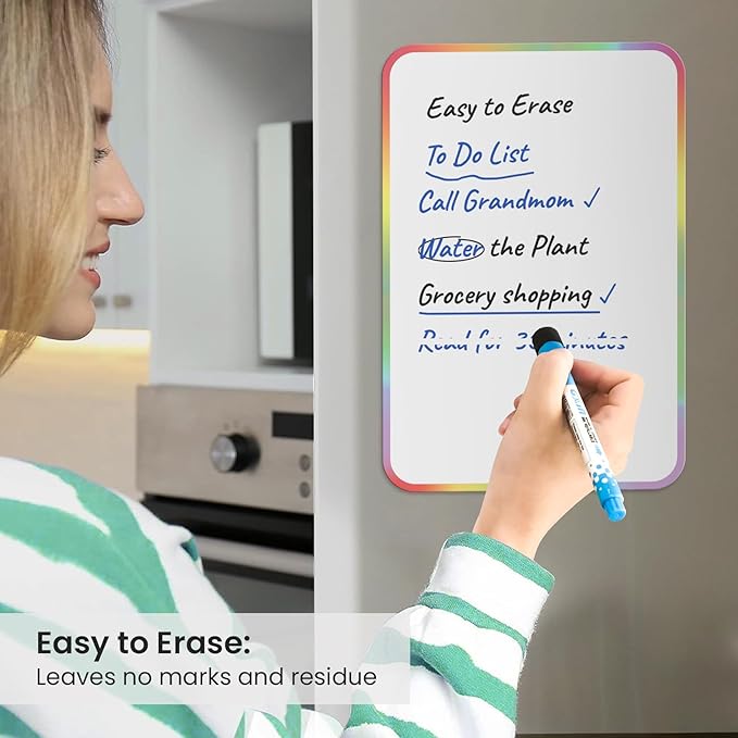 Premium Magnetic Dry Erase Board for Fridge - 12"x8" Kitchen Whiteboard Organizer with Eraser, Markers & Conversion Chart - Perfect for Notes & To-Do Lists