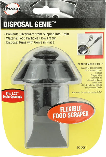 DANCO Disposal Genie Garbage Disposal Strainer | Kitchen Sink Drain Splash Guard | Food Scraper | Black 