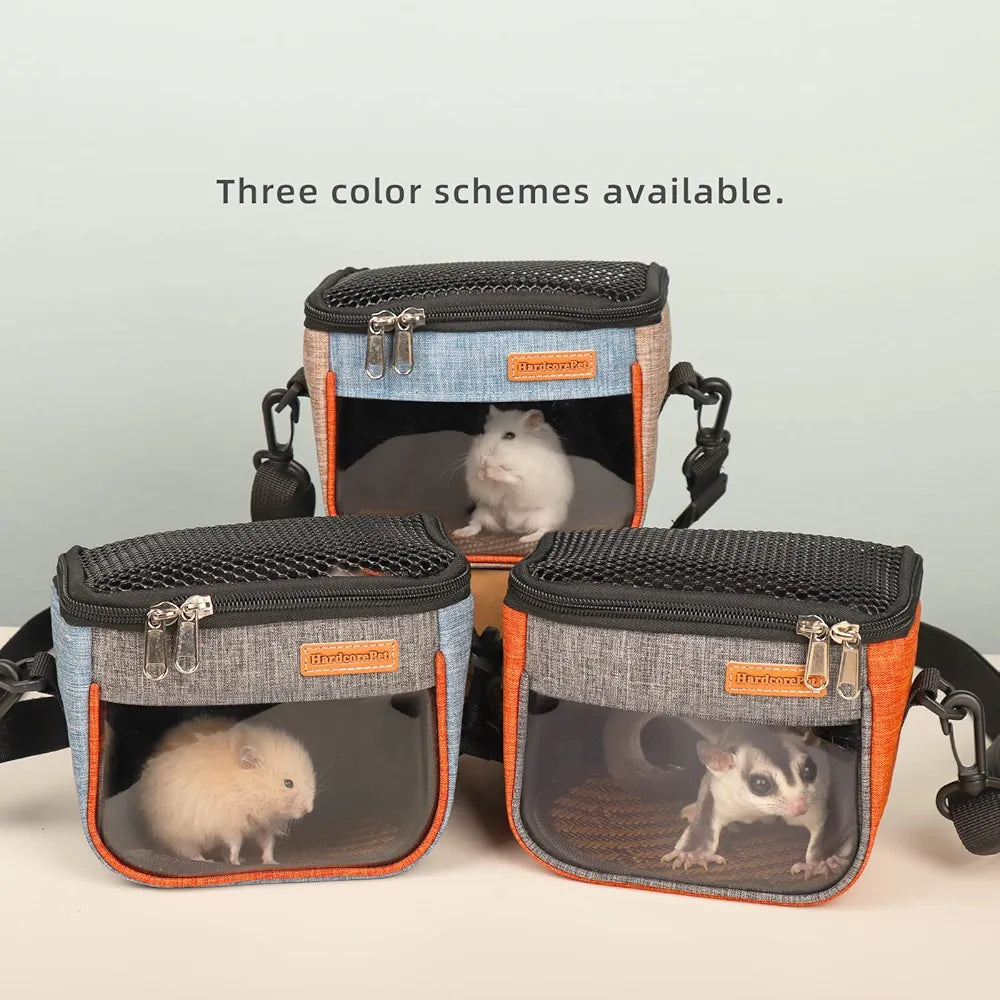 Small Pet Carrier Bag, Breathable & Portable – Small Animal Travel Bag with Detachable Strap Zipper for Sugar Glider, Hamster, Rat，Gerbils 