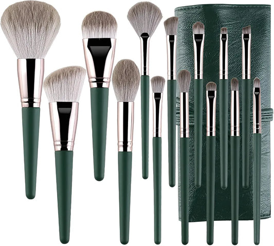 Makeup Brushes With Bag 14PCs Professional Makeup Brush Set，Premium Synthetic Foundation Concealer Powder Blush Eyeshadow Eyebrow Blending Travel Make Up Brushes 