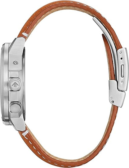 Citizen Men's Eco-Drive Promaster Air Skyhawk Atomic Time Keeping Watch in Super Titanium with Brown Leather Strap, Blue Dial 