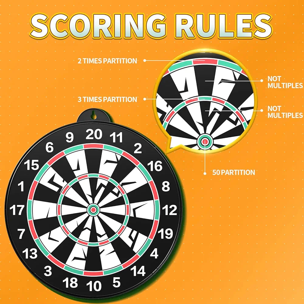 Doloowee 14 PCS Double-Sided Magnetic Kids Dart Board Set, Large Size Boys Toys Dartboards with 12 Darts, Indoor Outdoor Party Games Toys Gifts for 4 5 6 7 8 9 10 Year Old Boy Girl and Adult