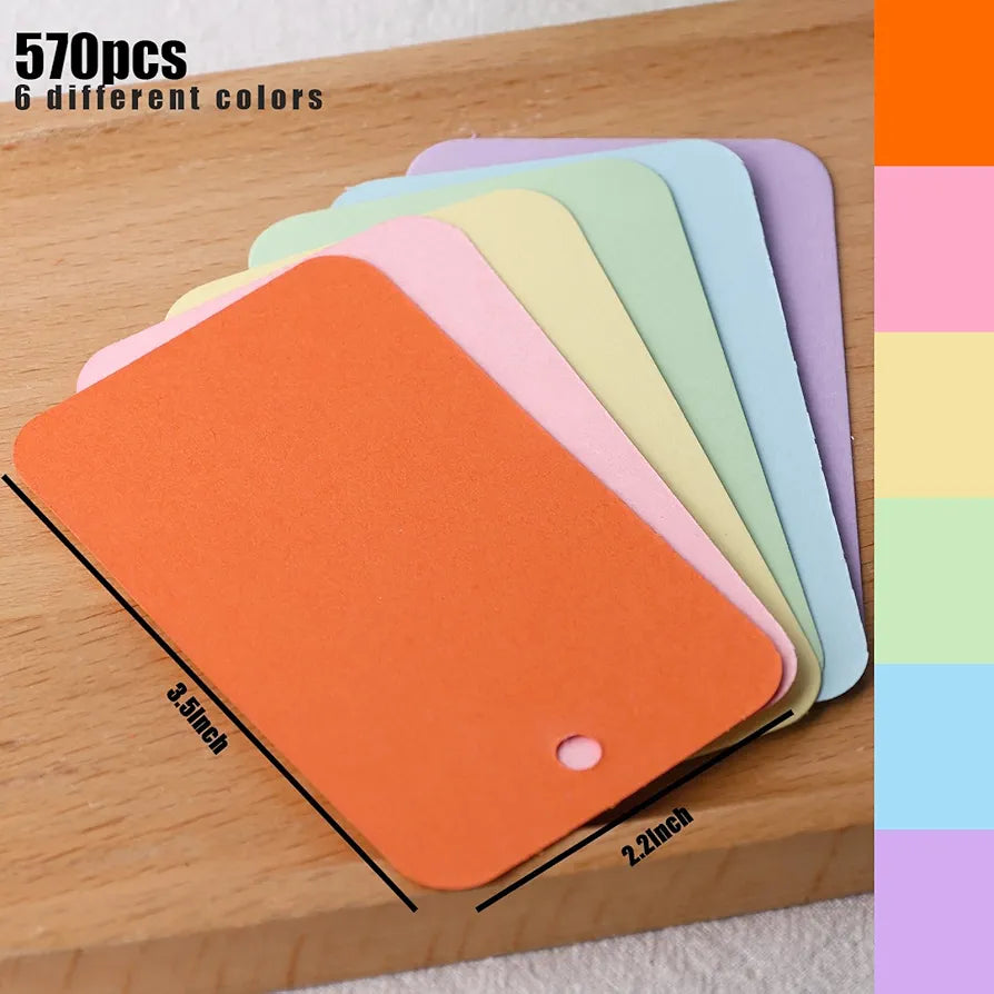 Koogel 570PCS Colored Index Cards, Blank Index Cards 6 Colors Study Cards Notecards Flash Cards for School Learning Memory Recipe Cards