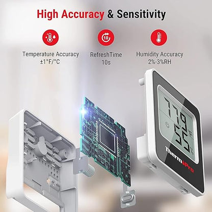 TP157 Thermopro: Accurate Indoor Thermometer for Home, Greenhouse, Office & Basement - Digital Temp & Humidity Sensor