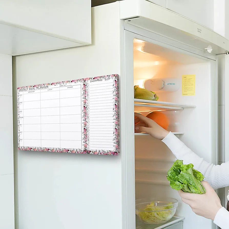 UtyTrees Magnetic Weekly Meal Planner Notepad: 6.6" x 9.8"/58 Sheets Meal Planning Pad with Tear Off Grocery List Magnet pad for fridge or Desk