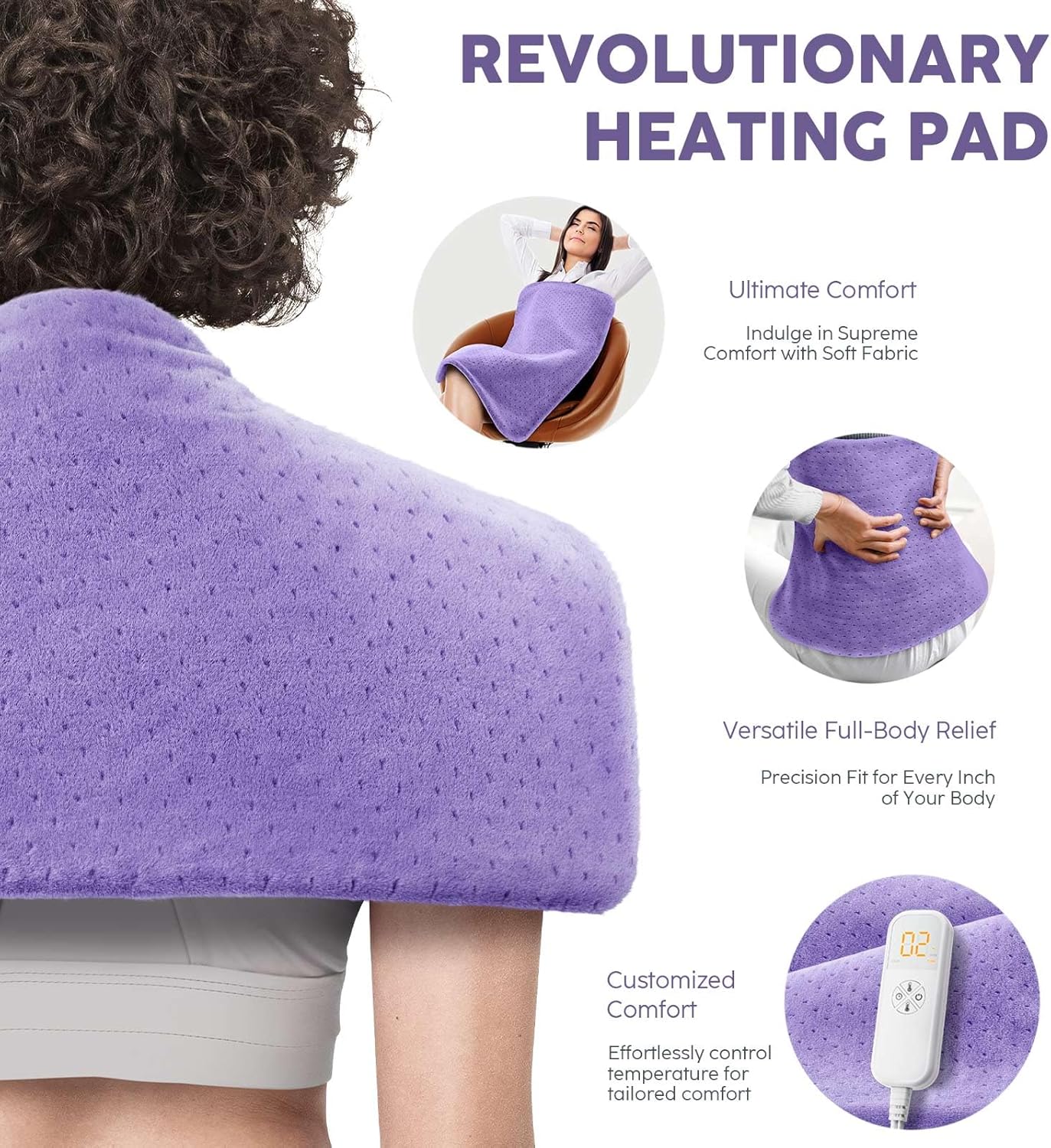 Heating Pad for Back Pain & Cramps - Ultimate Size 12"x24"