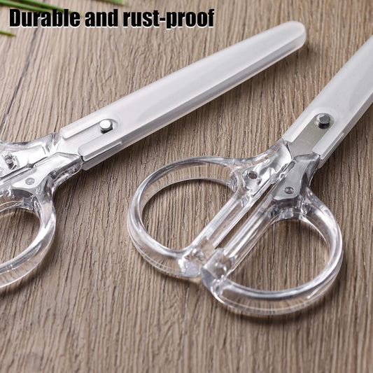 Koogel 3 Pieces 6.3 Inches Acrylic Scissors Clear Silver Scissors Fabric Scissors Straight Acrylic Stainless Steel Multipurpose Craft Scissors for Office, Home, Sewing
