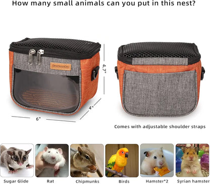 Small Pet Carrier Bag, Breathable & Portable – Small Animal Travel Bag with Detachable Strap Zipper for Sugar Glider, Hamster, Rat，Gerbils 