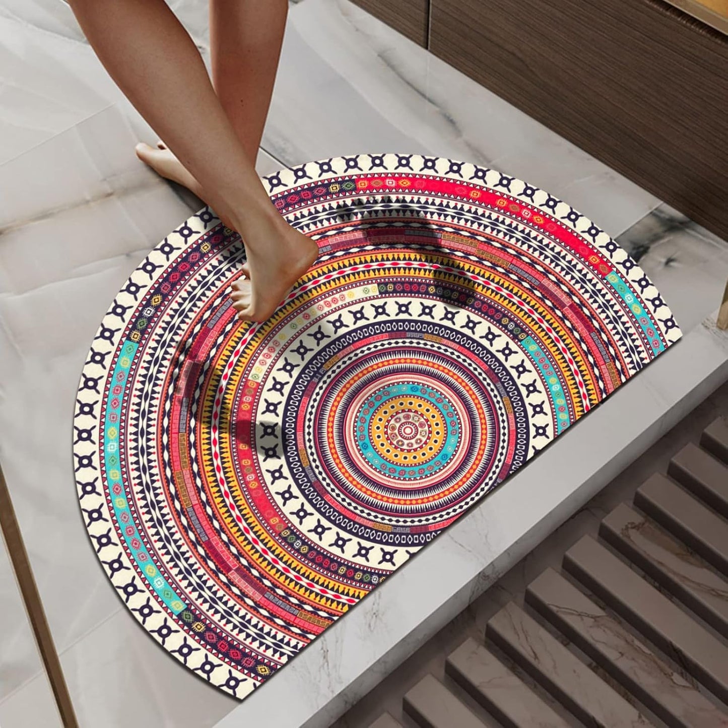 KALLIEGEAR 2 Pcs Boho Diatomaceous Earth Bath Mats, Non-Slip Quick Drying, 30"x20"