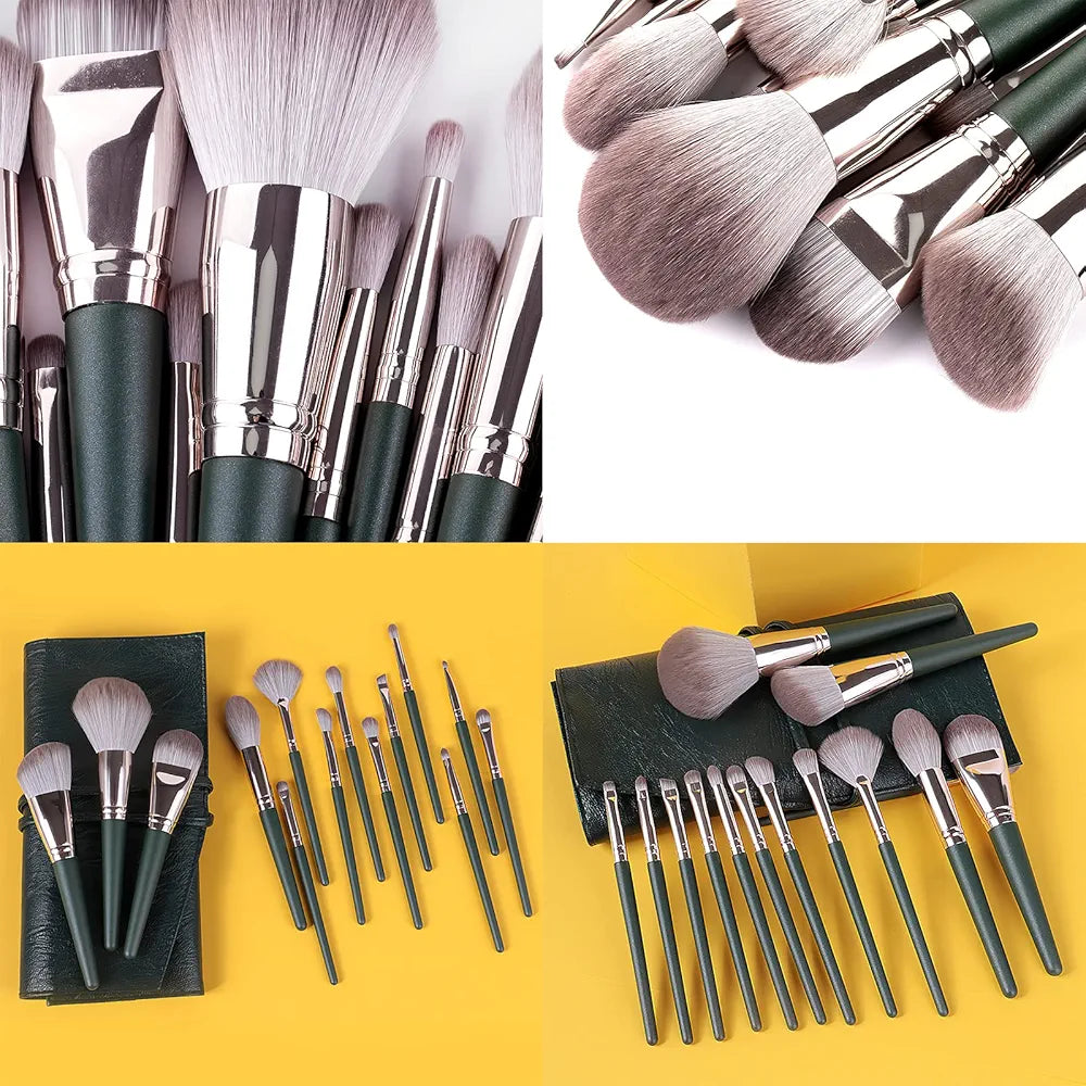 Makeup Brushes With Bag 14PCs Professional Makeup Brush Set，Premium Synthetic Foundation Concealer Powder Blush Eyeshadow Eyebrow Blending Travel Make Up Brushes 