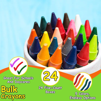Trail Maker Wholesale Bright Wax Coloring Crayons - Bulk 24 Pack Art Set for Kids & Schools