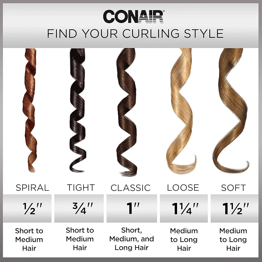 Conair Instant Heat 1/2-Inch Curling Iron, 1/2-inch barrel produces spiral curls – for use on short to medium hair