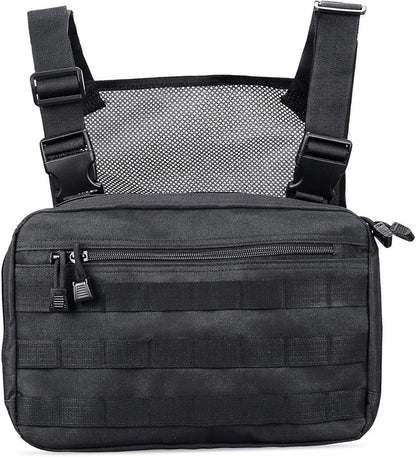 abcGoodefg Tactical Molle Radio Chest Harness Holder Holster Vest Front Pouch Outdoor Bag Pack 