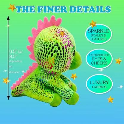 5-Pack Adorable Plush Dinosaur Toys with Carrying Case - Soft Dino Stuffed Animals for Kids