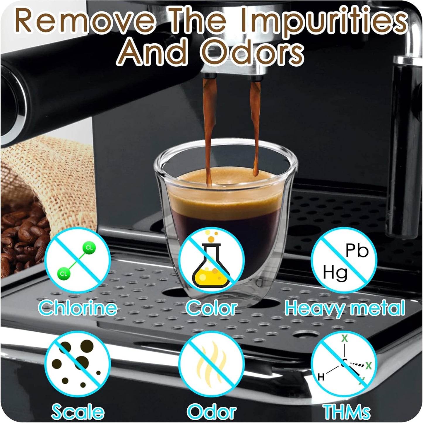 Spring Source 4Pcs Water Filter for Sage Coffee Machine 990/980/500/878/875/880/920/810, Barista Express Water Filters