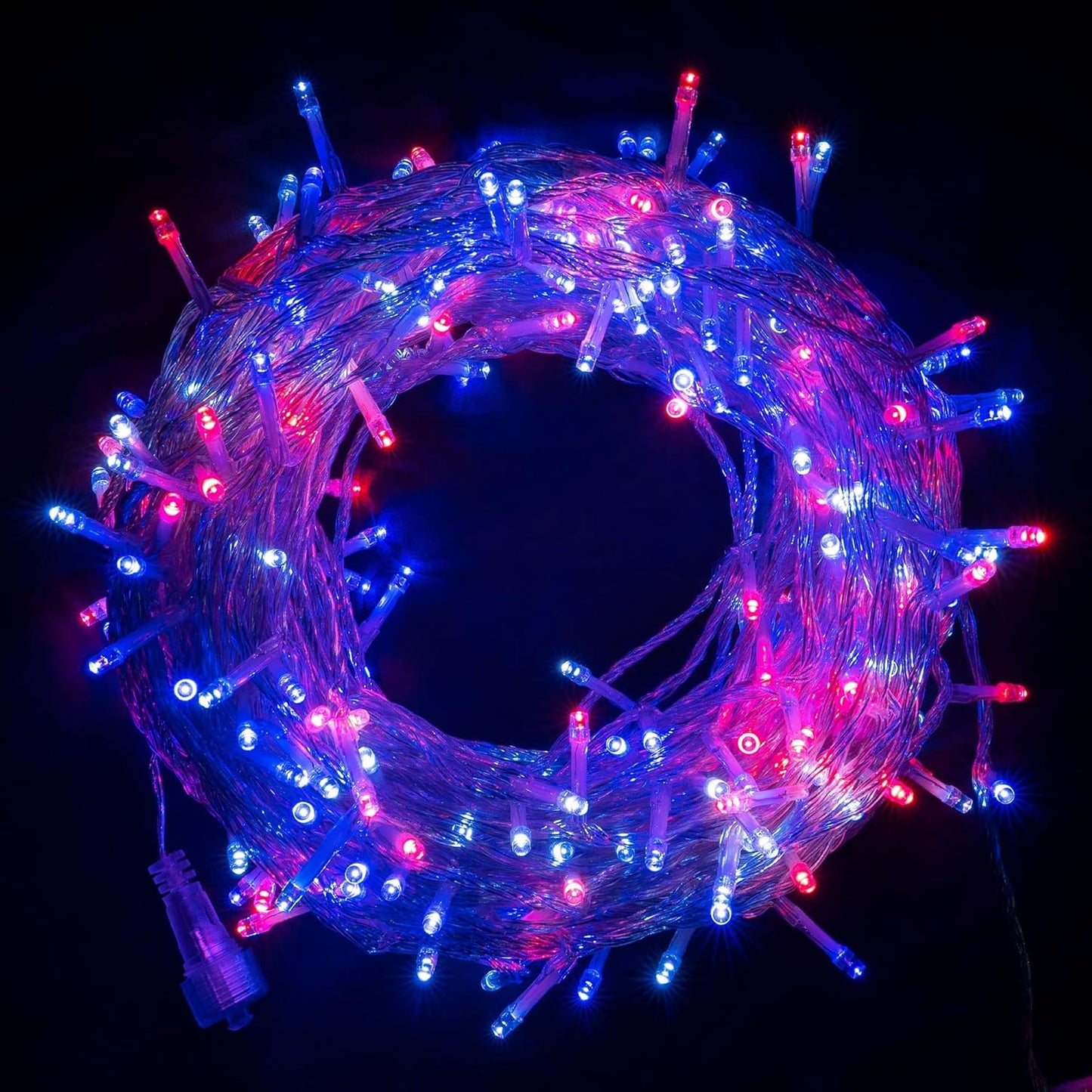 String Lights 300 LED 100 FT, Waterproof, 8 Modes, Blue/Red/White, for Indoor/Outdoor Decor