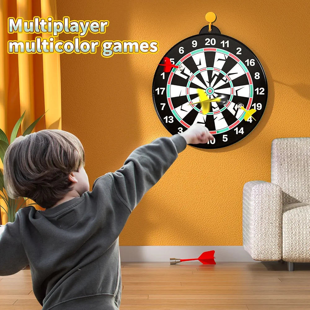 Doloowee 14 PCS Double-Sided Magnetic Kids Dart Board Set, Large Size Boys Toys Dartboards with 12 Darts, Indoor Outdoor Party Games Toys Gifts for 4 5 6 7 8 9 10 Year Old Boy Girl and Adult