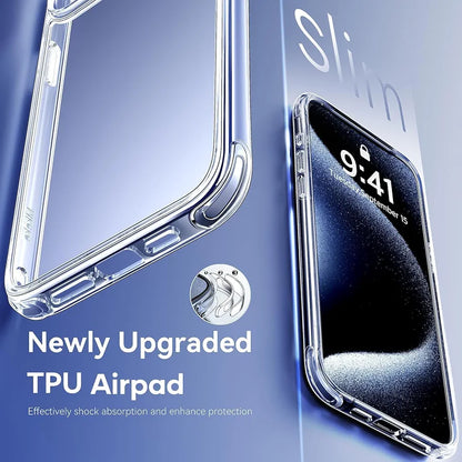 Mkeke Premium Clear Case for iPhone 15 Pro Max - Unyellowing, Military-Grade Drop Protection with 2 Screen Protectors