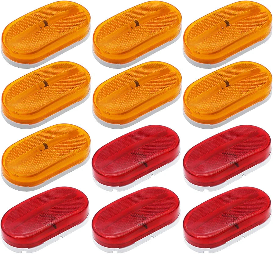 MADCATZ 5 Red + 7 Amber 4 Inch Oblong Side Marker Trailer Indicator Lights 6 LED Clearance Lamp Pickup Caravan Tow Truck Van RV Bus Lorry ATV 12V DC TT12