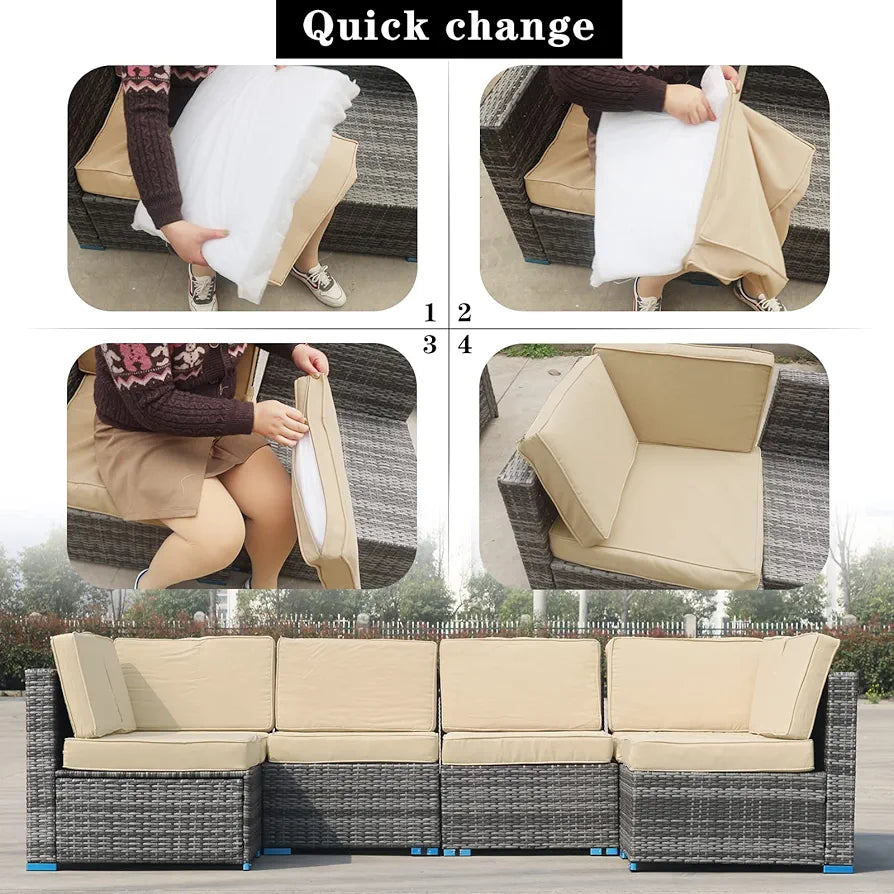 14Pieces Patio Cushion Covers Replacement,Outdoor Couch Cushions Covers Waterproof Furniture Cushion Covers Slipcovers Set with Zippers,Cover Only