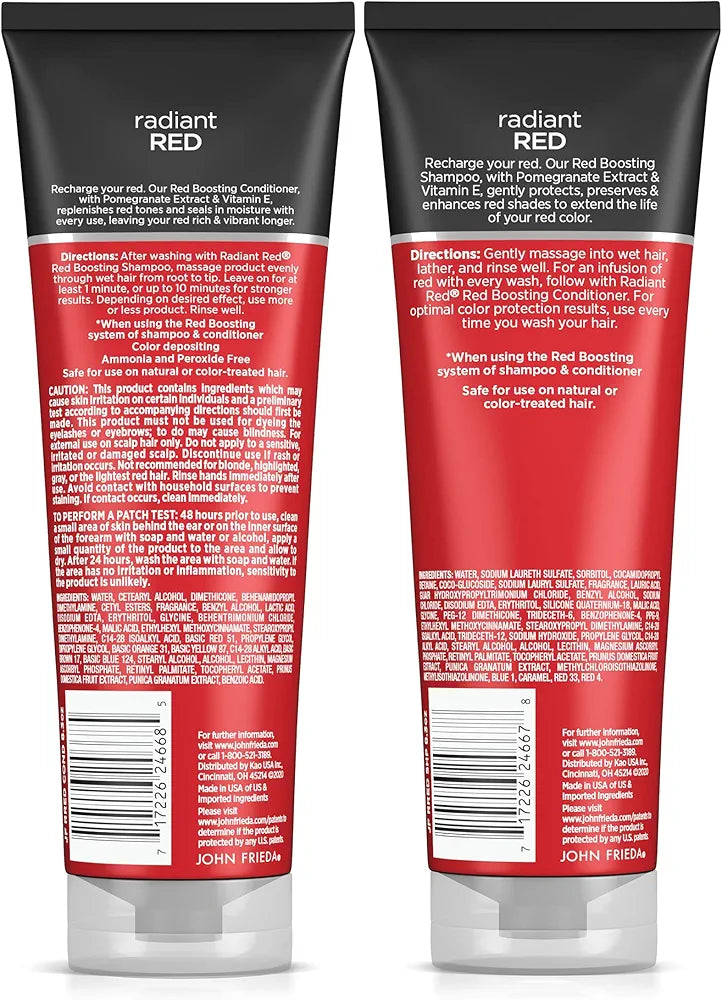 John Frieda Radiant Red Shampoo & Conditioner Bundle, Enhancing Shampoo & Conditioner, Helps Enhance Shades, with Pomegranate and Vitamin E