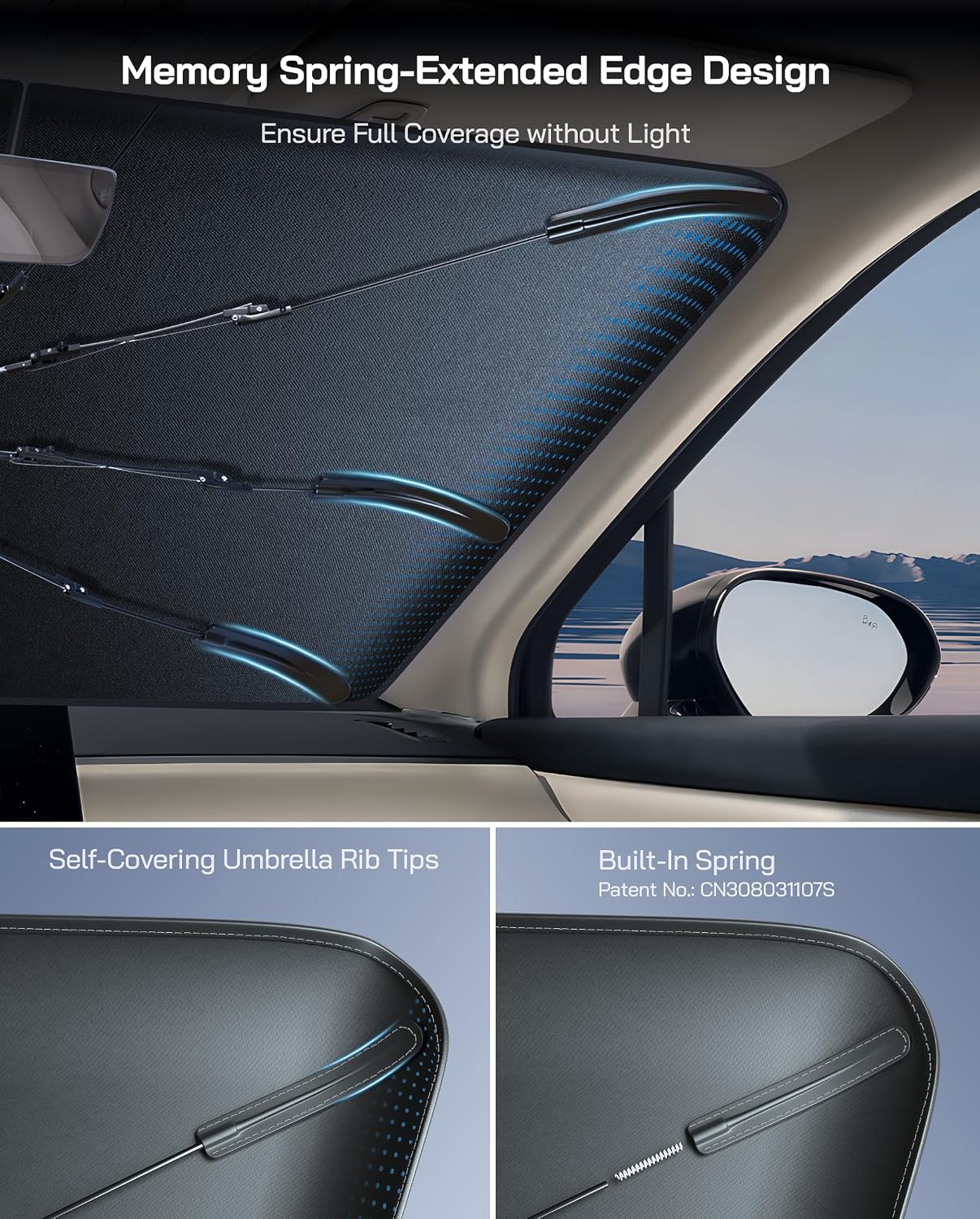 Pigenius Windshield Sun Shade Umbrella for Ram 1500 2019-2025