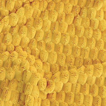 Super Soft Fleece Twin Blanket 50x70 Inches for Couch, Premium Silky with 3D Imitation Turtle Shell Jacquard Decorative Blankets, Lightweight and Cozy for Sofa.Yellow