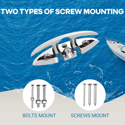 Boat Cleats 5 Inch 6 Inch 316 Stainless Steel Boat Folding Cleats, 2 Pcs Marine Dock Cleats for Boat and Kayak,Marine Flip Up Dock Cleats with Fastener, Boat Accessories