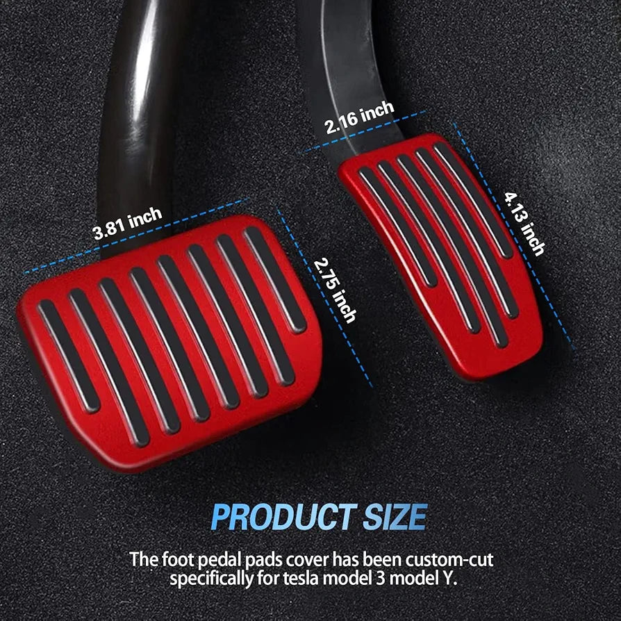 Foot Pedal Pad Replacement Anti Slip Aluminum Pedal Covers Compatible with Tesla Model 3 Model Y 