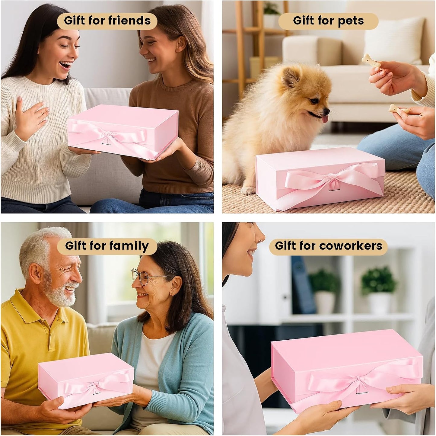 JOHOUSE Elegant Pink Gift Box (10.5" x 7.5" x 3.1") with Magnetic Closure - Perfect for Bridesmaid Proposals, Weddings, Anniversaries & Special Gifts