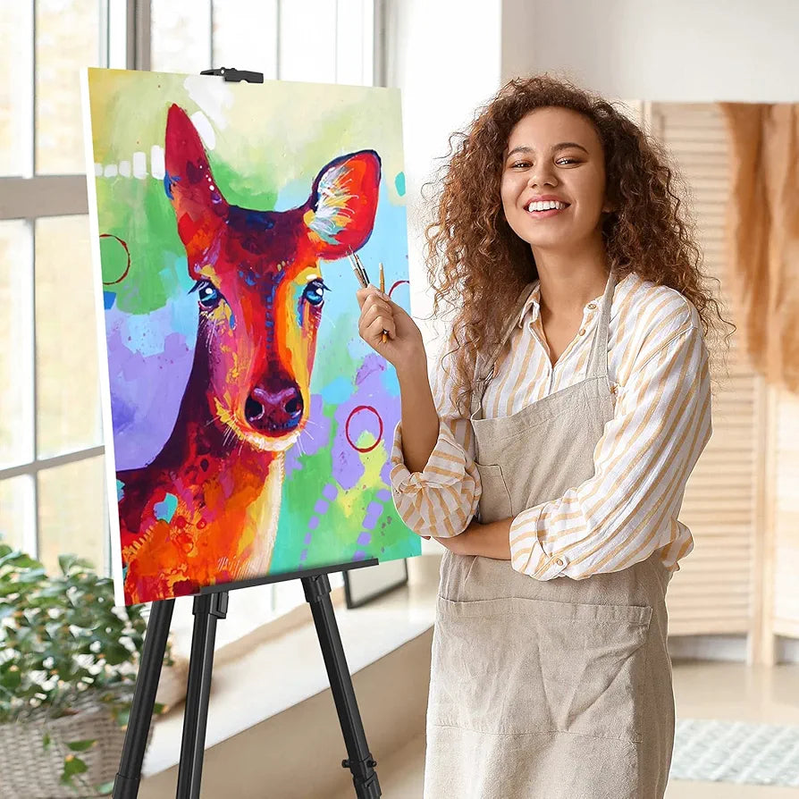 Professional Adjustable Aluminum Art Easel Stand - Portable & Lightweight for Artists - Perfect for Tabletop or Floor Display (Black)