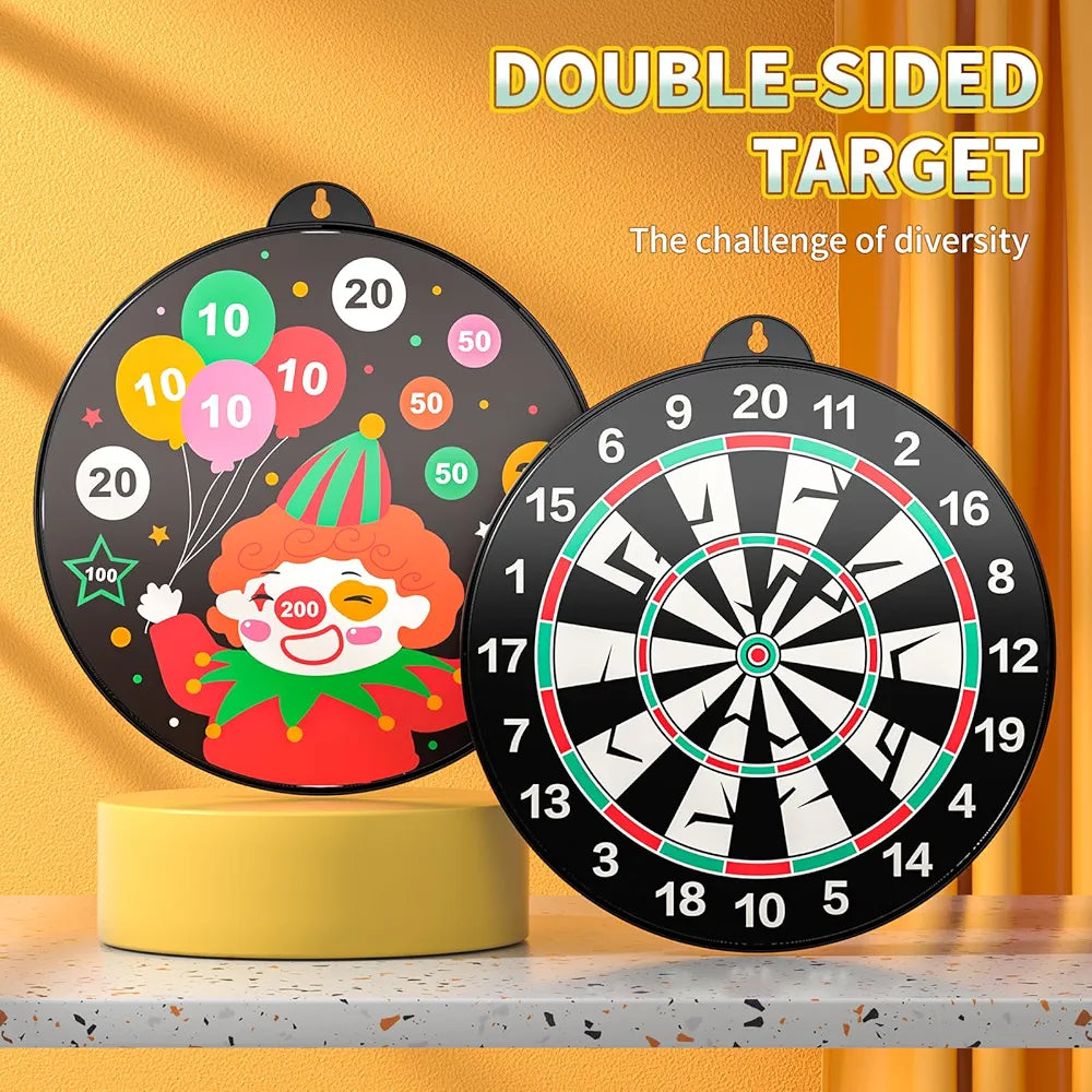 Doloowee 14 PCS Double-Sided Magnetic Kids Dart Board Set, Large Size Boys Toys Dartboards with 12 Darts, Indoor Outdoor Party Games Toys Gifts for 4 5 6 7 8 9 10 Year Old Boy Girl and Adult