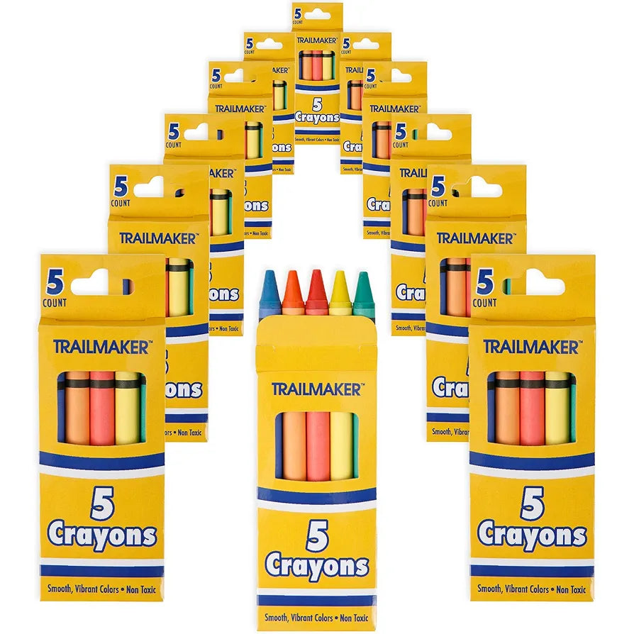 Trail Maker Wholesale Bright Wax Coloring Crayons - Bulk 24 Pack Art Set for Kids & Schools