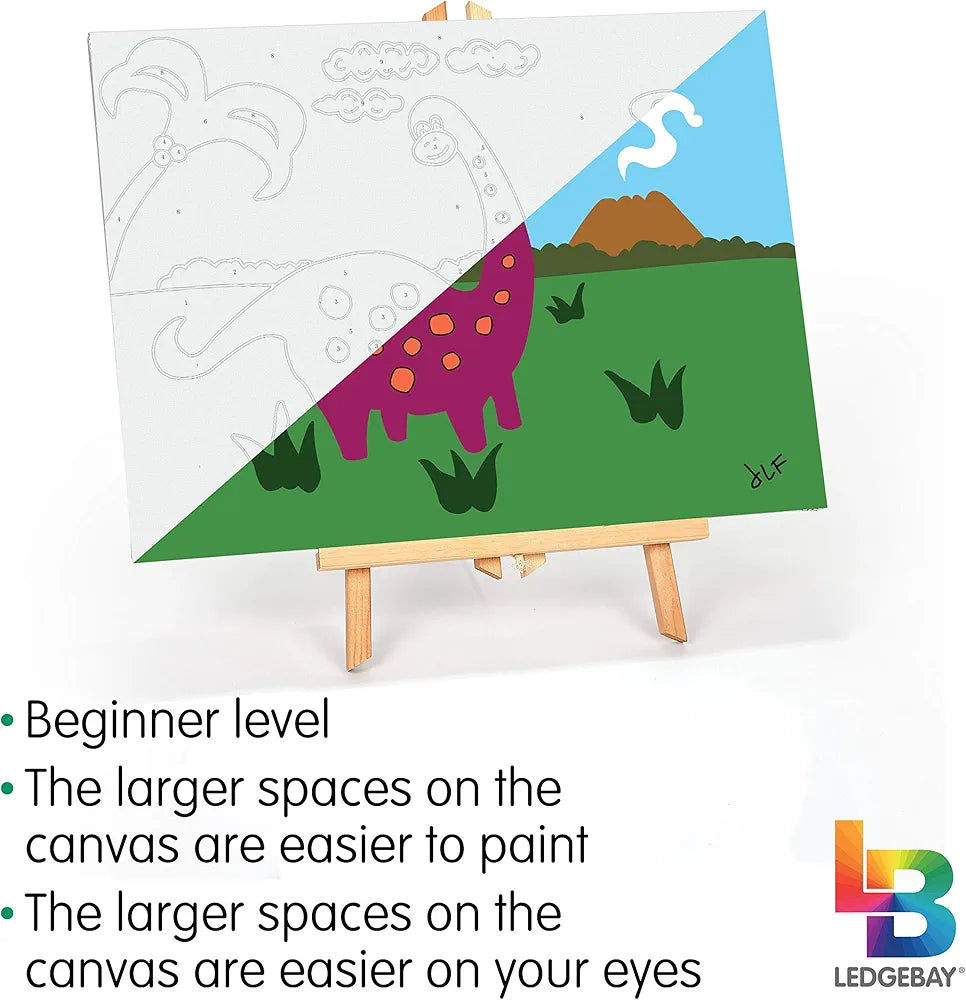 Ledgebay Beginners Paint by Number Kit - Paint Kits with Wood Handle Paint Brushes, Instructions Sets, PNB Kits for Kids