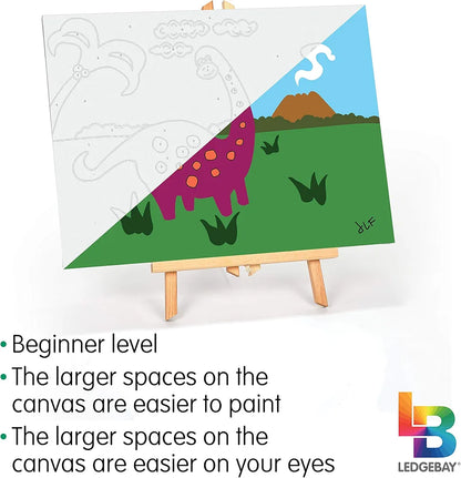Ledgebay Beginners Paint by Number Kit - Paint Kits with Wood Handle Paint Brushes, Instructions Sets, PNB Kits for Kids