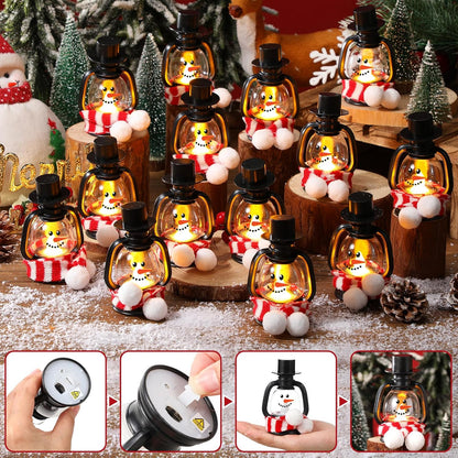 24 Set Christmas Mini Lantern with LED Candle Snowman Lanterns Decorations w