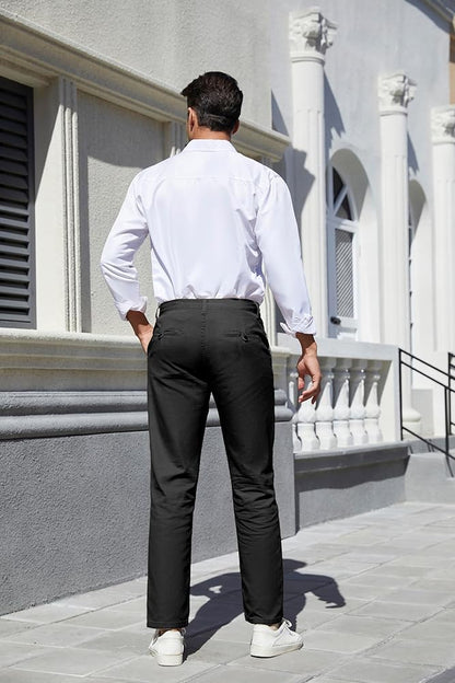 Men's Classic-Fit Straight Casual Fashion Non-Stretch Cotton Chino Pants